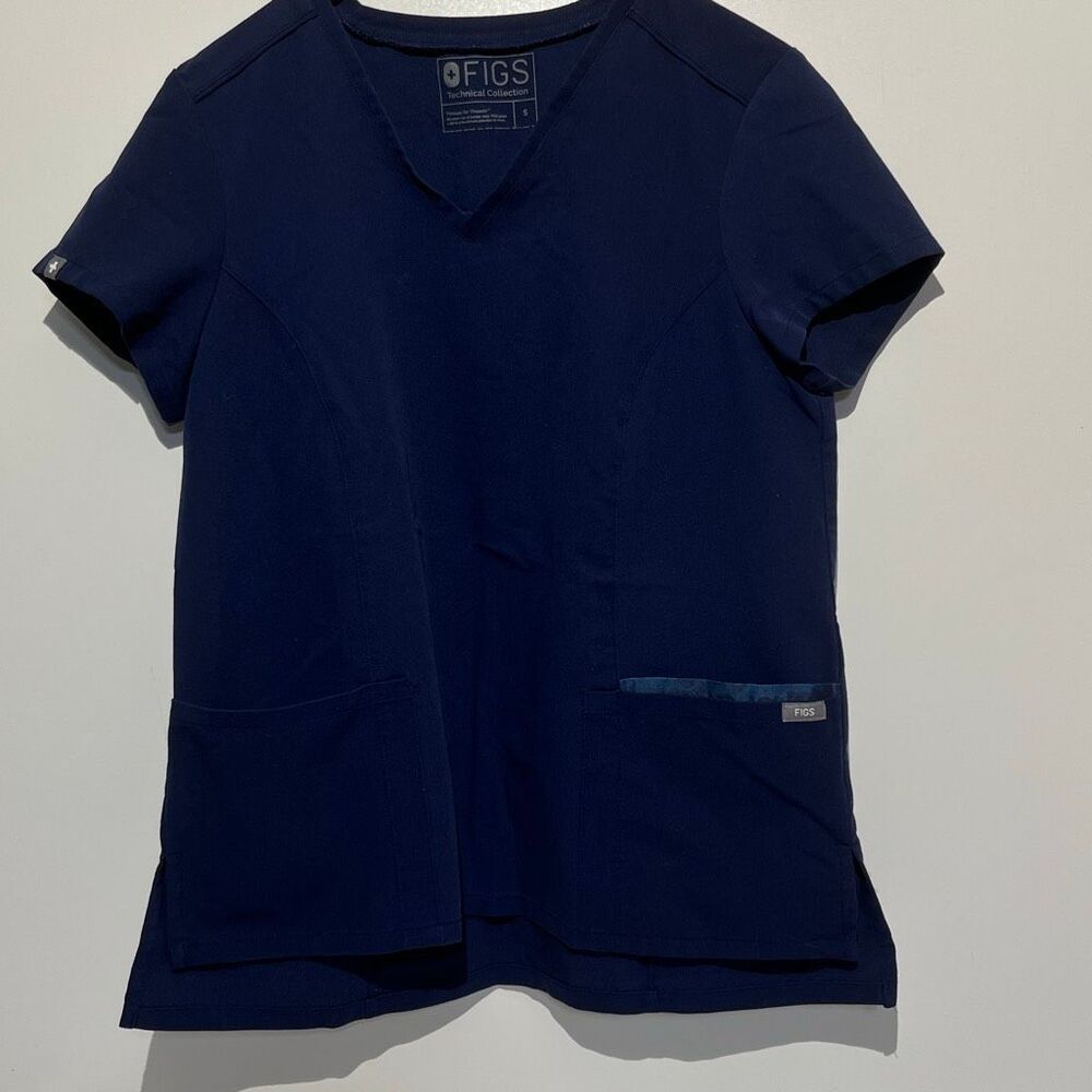 FIGS Women's Navy‎ Blue V-Neck Short Sleeve Pullover Scrub Top Size Small
